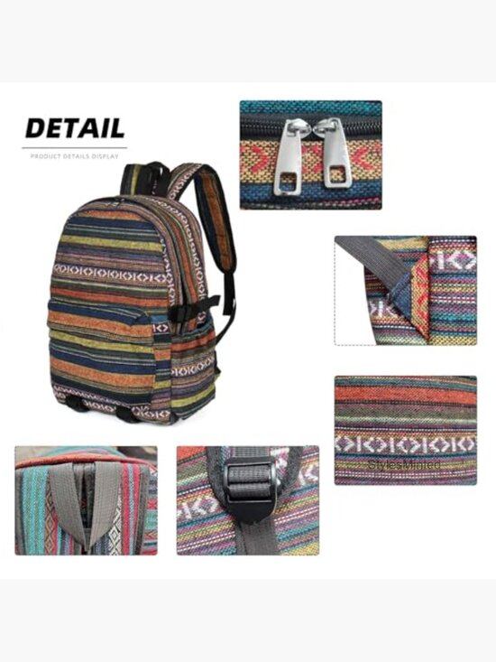 Vintage Boho Ethnic Backpack Purse with Adjustable Shoulder Strap main image 7